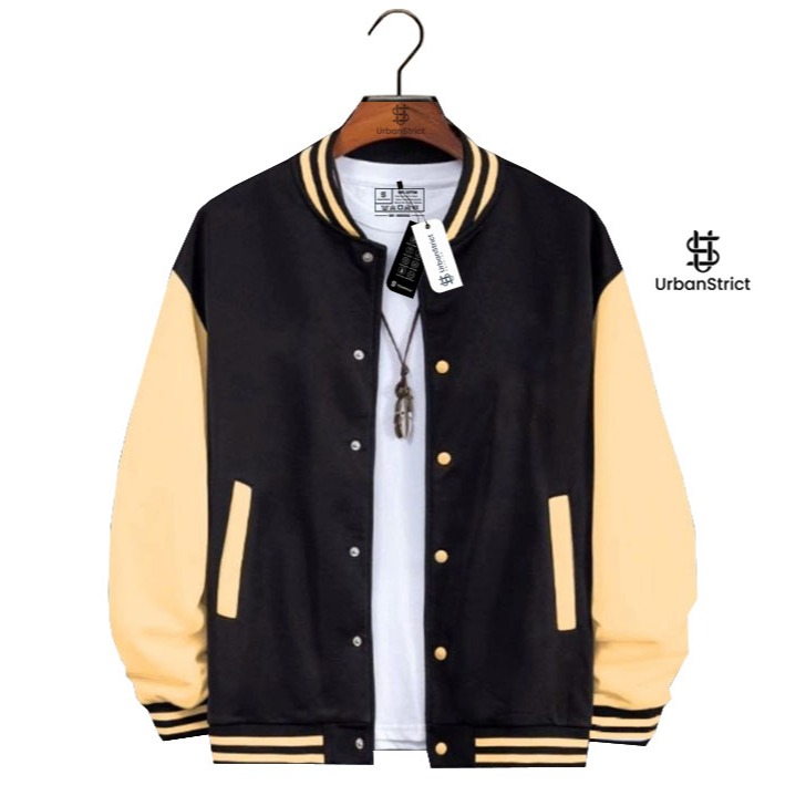 Urbanstrict - Varsity Baseball Jacket Unisex Hitam Cream