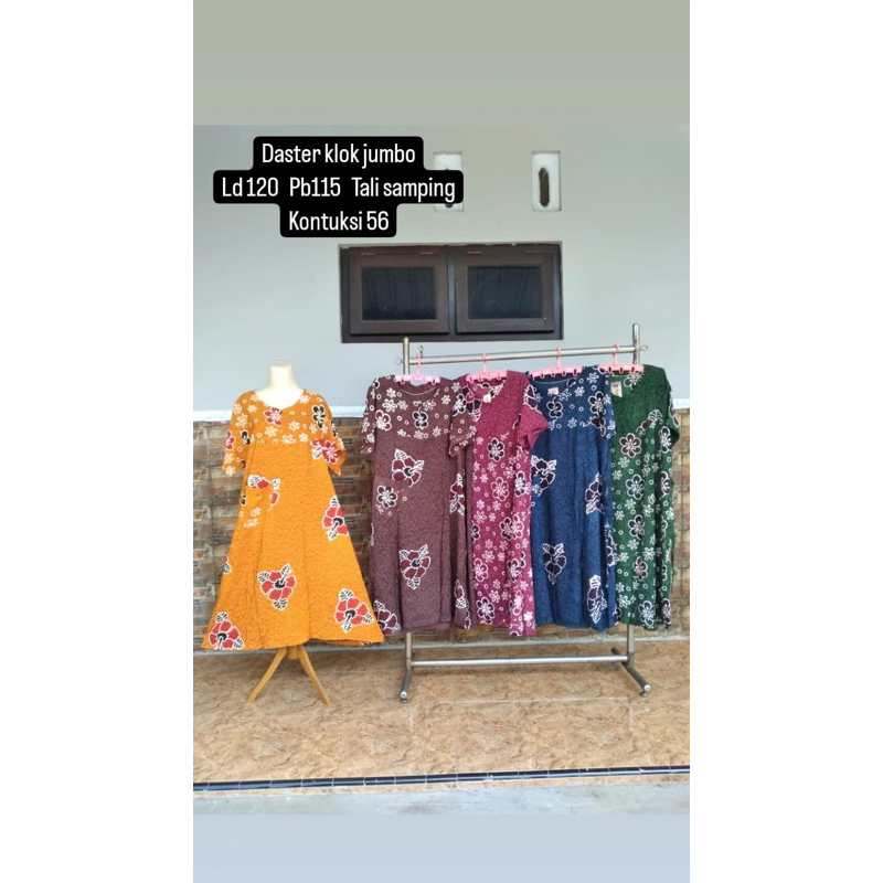 Baju Daster Klok Cap Dress Premium Pekalongan Jumbo XXL LD 120 Harian Tidur Lengan Pendek Tali Sampi