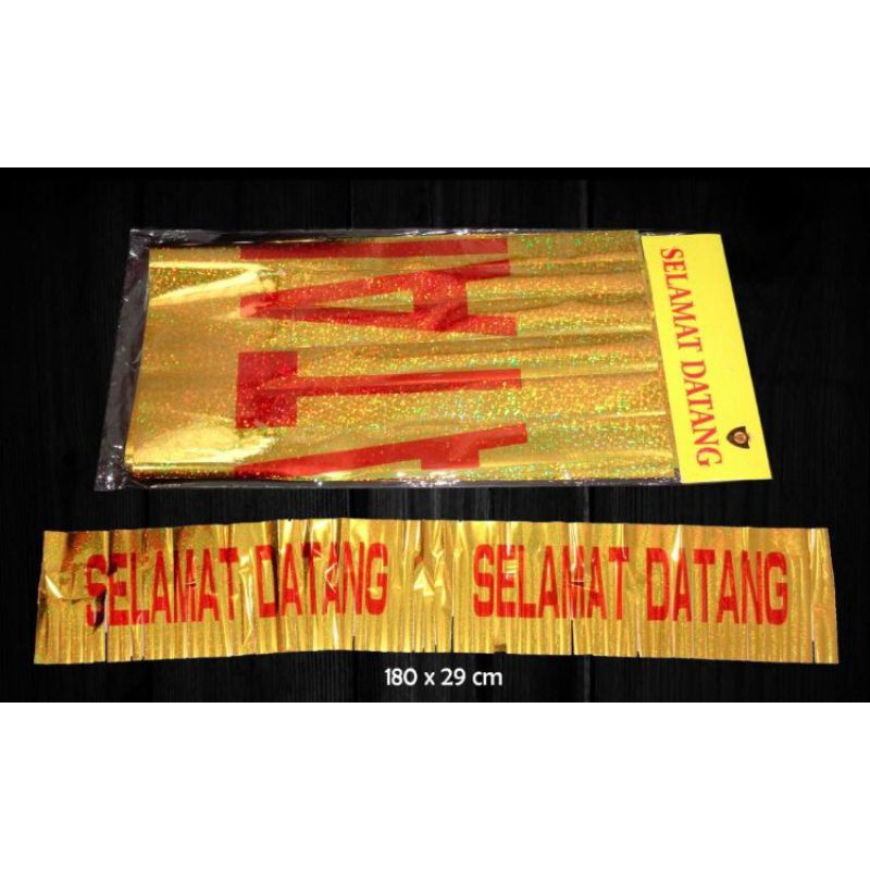 ( Terlaris ) Banner selamat datang rumbai warna Gold