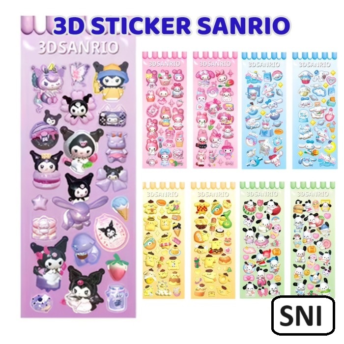 

3D Sticker Sanrio Hologram Karakter Stiker Panjang Kuromi Melody Hiasan Dekorasi