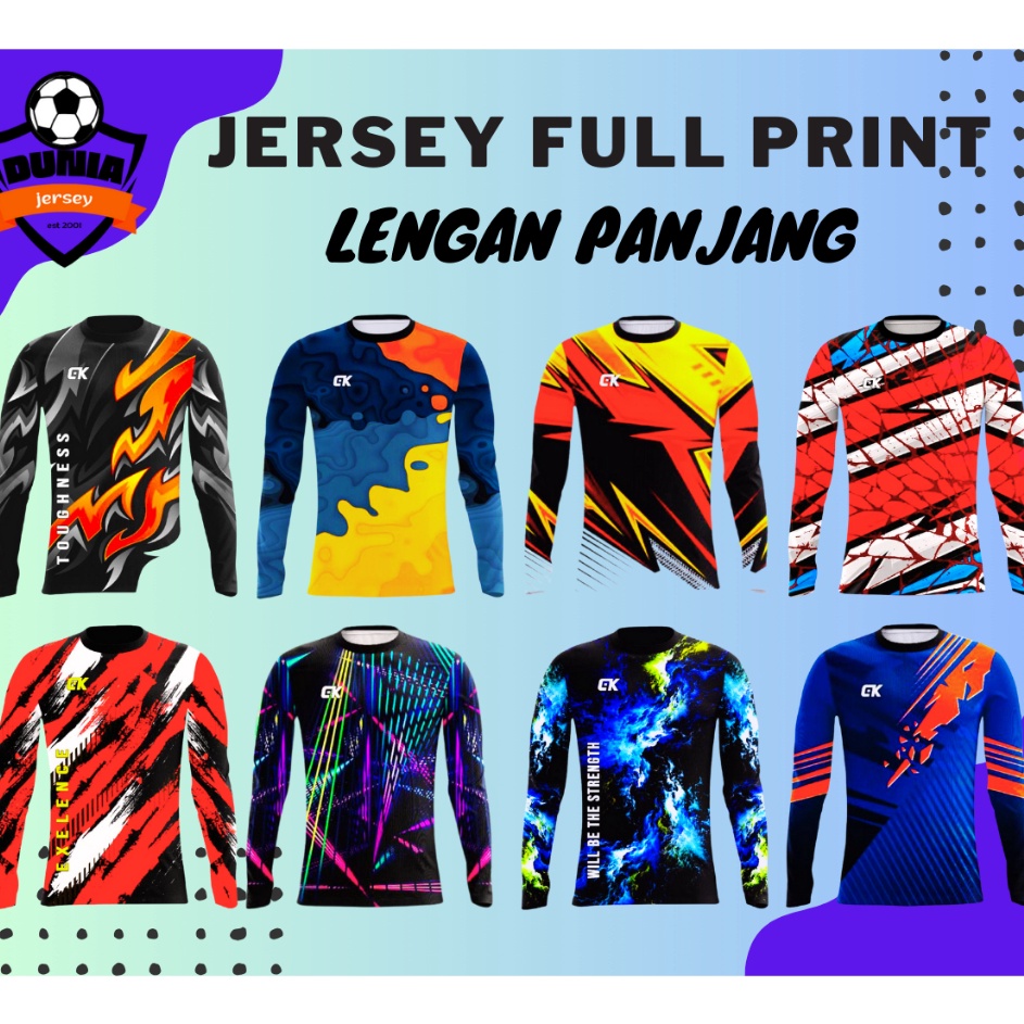 Dijamin Sampai  Baju pria lengan panjang jersey olahraga sepak bola futsal baju sepeda kaos mancing 