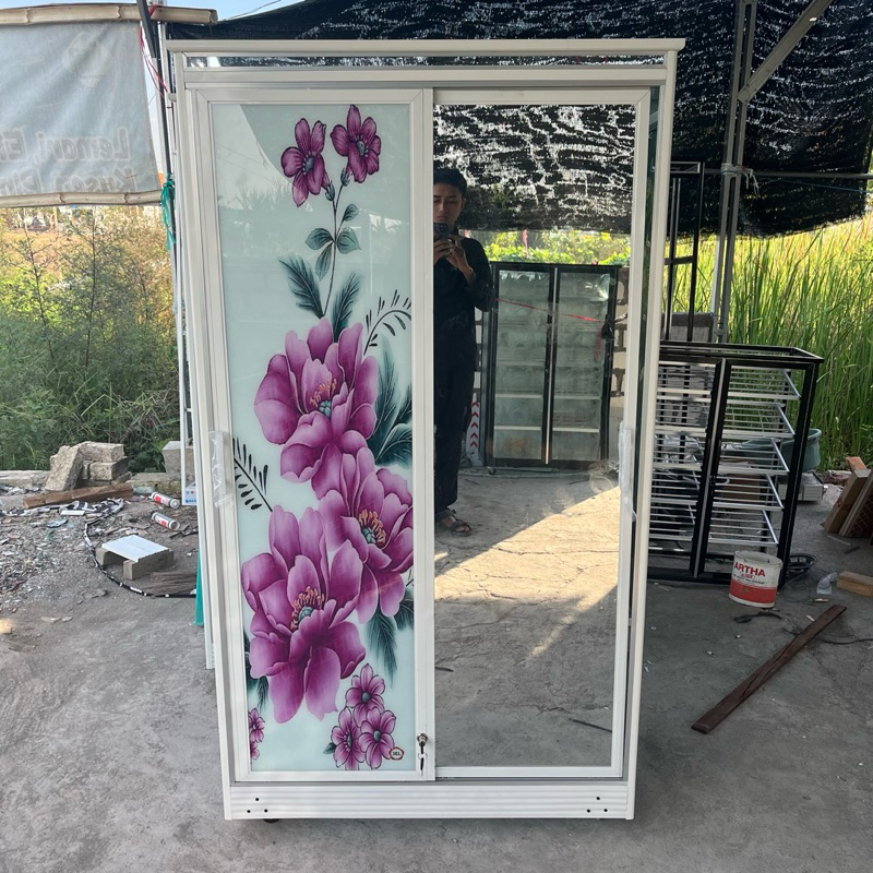 Lemari Kaca Aluminium 1 Meter Lemari Sleding Lemarin Pakaian Lemari Minimalis Lemari Serbaguna Lemar