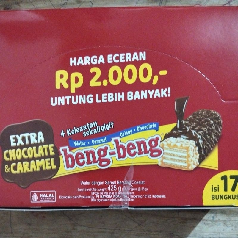 

BENG BENG WAFER COKELAT CARAMEL 17 PCS/BOX/25g