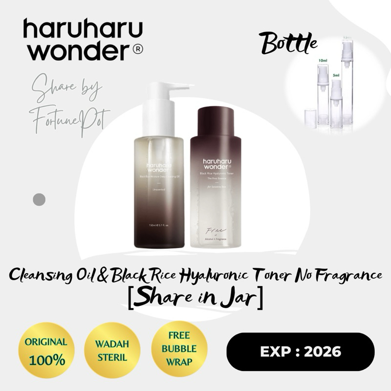 [Share in Jar] Haru Haru Wonder Black Rise Moisture Deep Cleansing Oil/ Toner Free fragrance