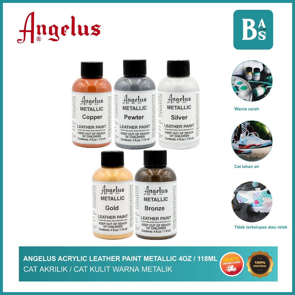 

Angelus - Acrylic Leather Paint Metalic Color 4oz 118ml - Cat Akrilik Metalik - Bali Art Supplies