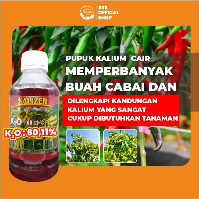 Kalizer KCL Cair Memperlebat Buah Cabai, Anti Rontok Dan Patek, Memperbaiki Hasil panen Kemasan 1Lit