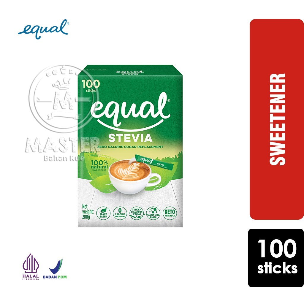 

Gula Pemanis Equal STEVIA Sweetener Nol Kalori [1 Box isi 100stik]