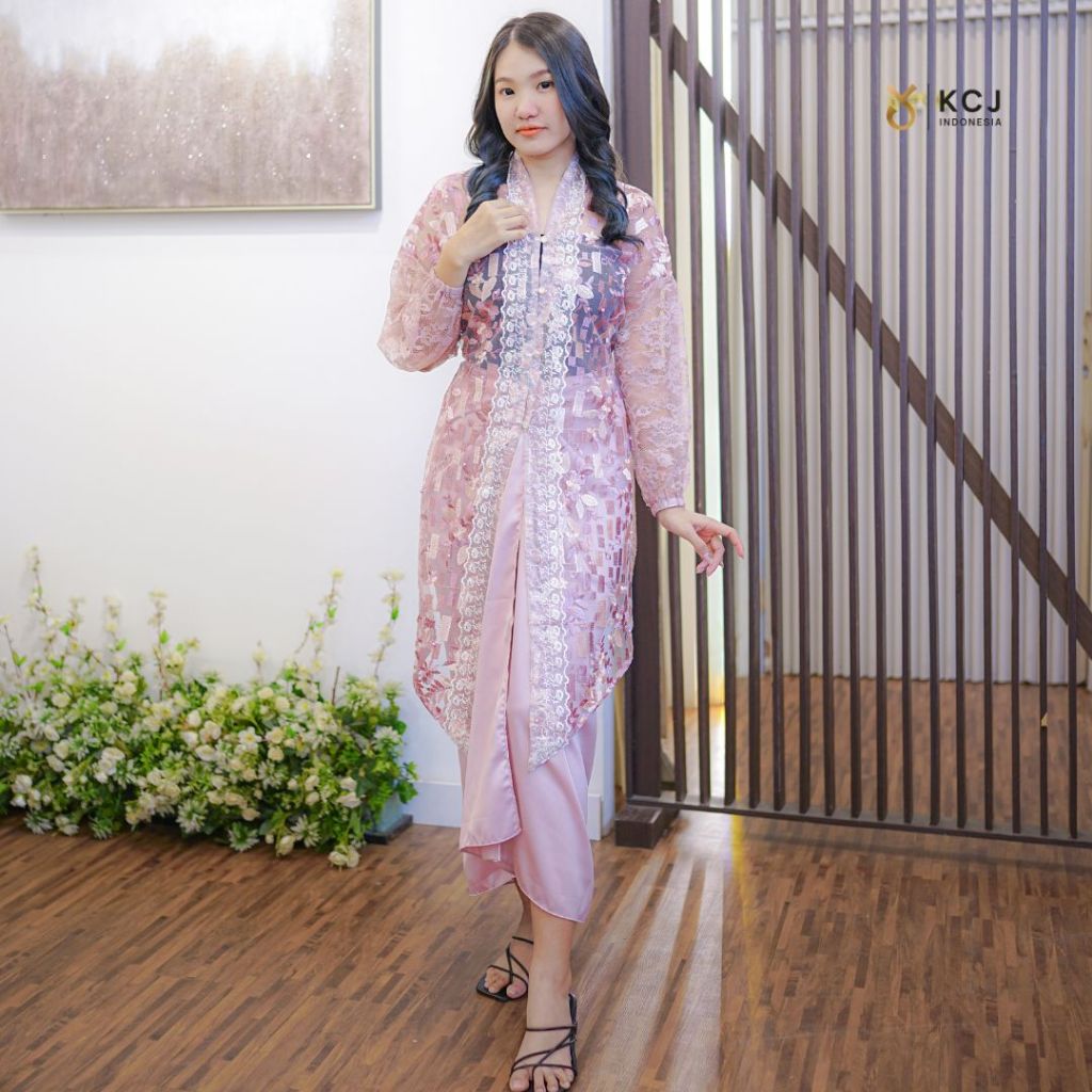 KCJ -  DELISA Outer Tunik Tile Bordir Kombinasi brukat