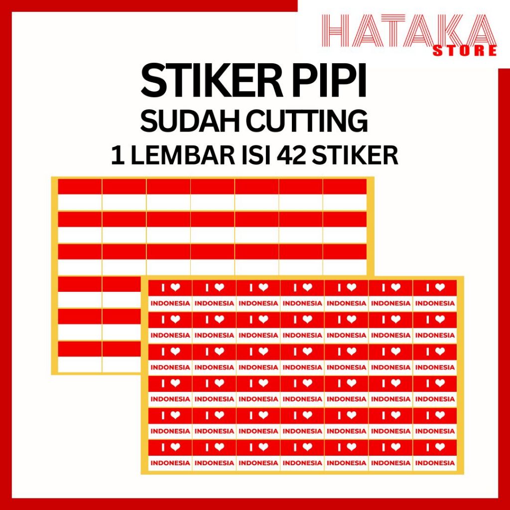 

(10 Lembar) Stiker Pipi Bendera Merah Putih, Tempel Pipi Merah Putih Termurah Harga Perlembar