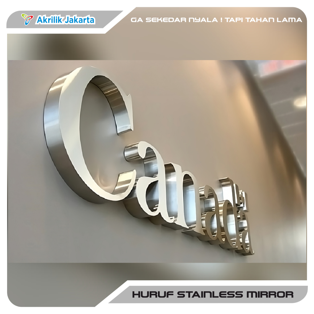 Huruf Timbul stainless mirror | None LED