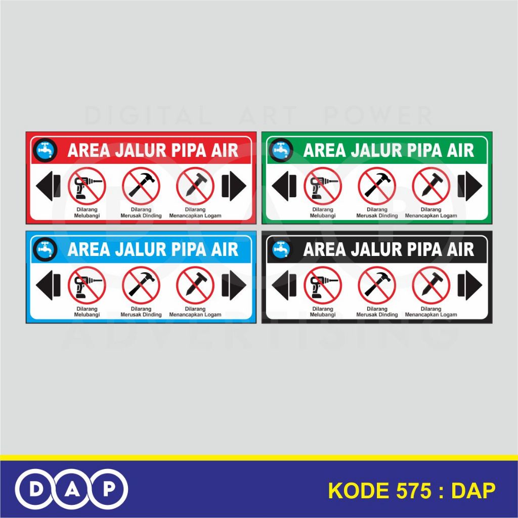 

575 - STIKER LABEL JALUR PIPA AIR - 25 X 10 CM - VYNIL - TERBAIK