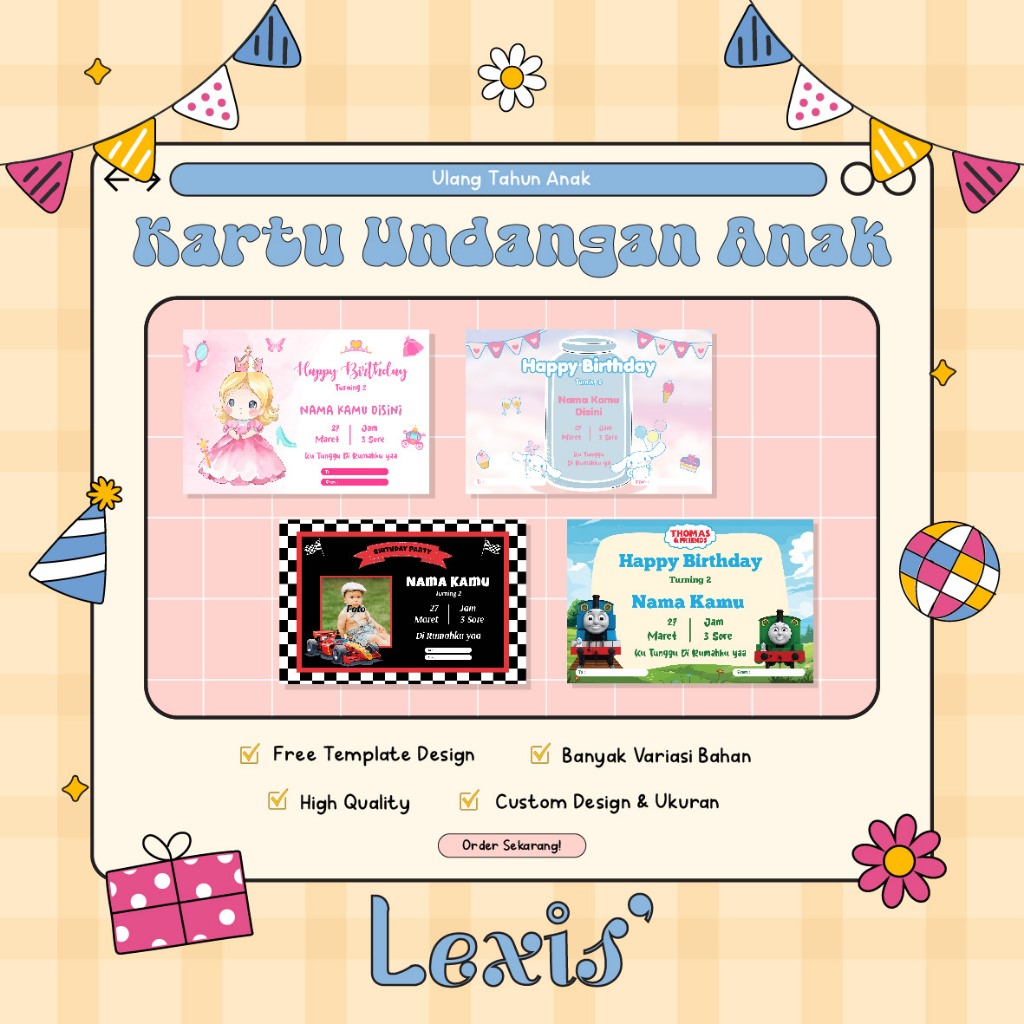 Kartu Undangan Anak / Custom Undangan Ulang Tahun Anak / Undangan Ulang Tahun / Ulang Tahun