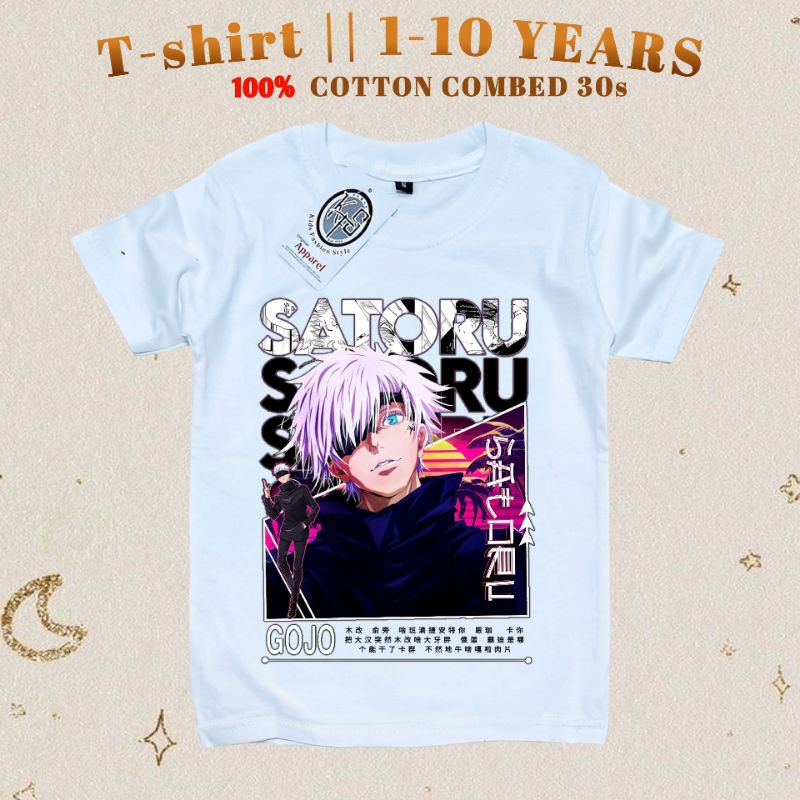 kaos anak anime jujutsu kaisen-satoru gojo terbaru baju wibu anak laki laki perempuan usia 1-10 tahu