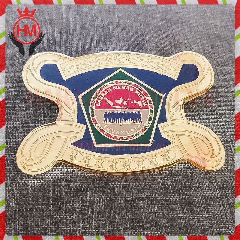 Pin Biru Logo LMPI - Emblem LMPI Laskar Merah Putih Indonesia - Harapan Mulya