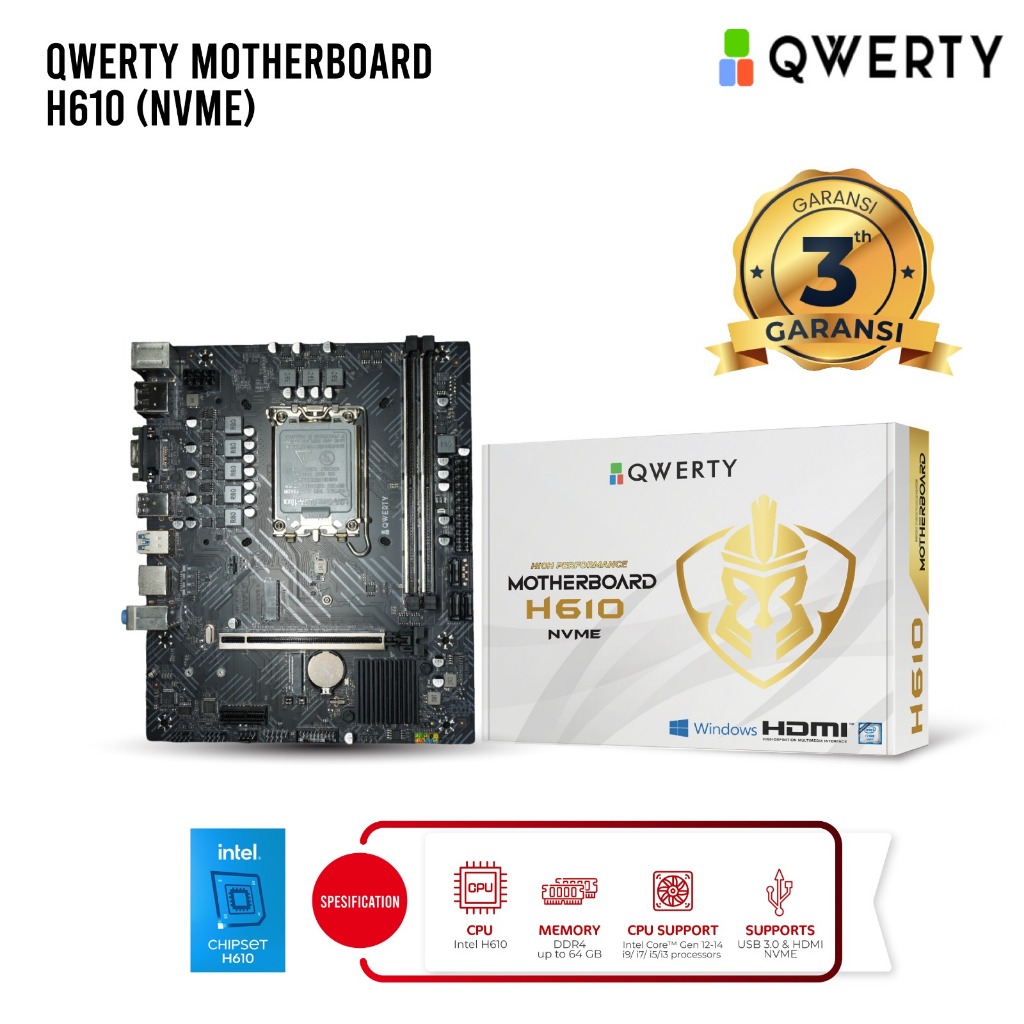 QWERTY MOTHERBOARD H610 (NVME)