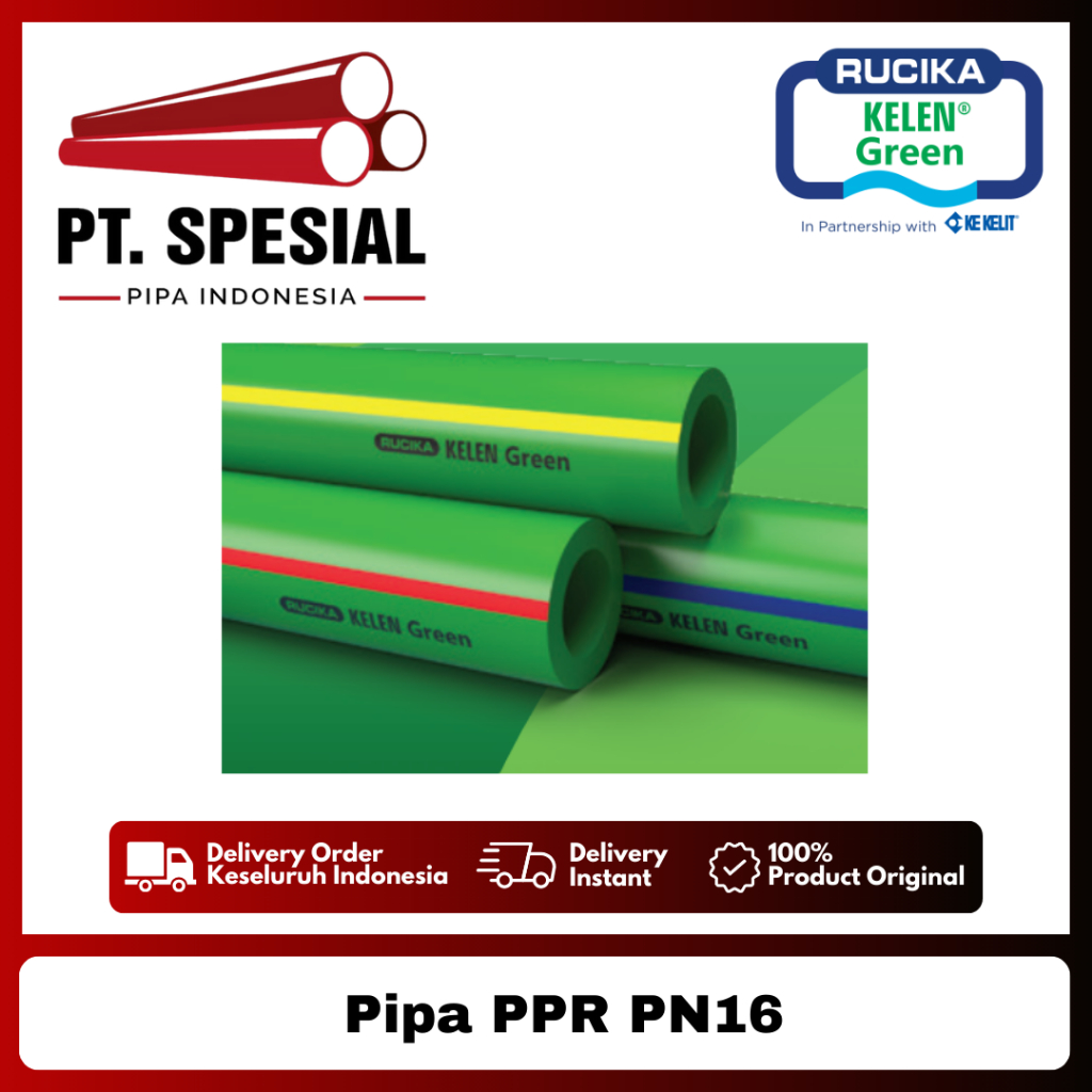 Pipa PPR PN16 Air Dingin Rucika DN25 - 3/4" Pipa PPR Kelen Green - 07