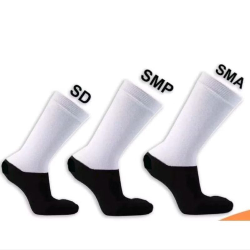 KAOS KAKI SEKOLAH PUTIH TELAPAK HITAM SD & SMP & SMA ( COMPUTER YSI )