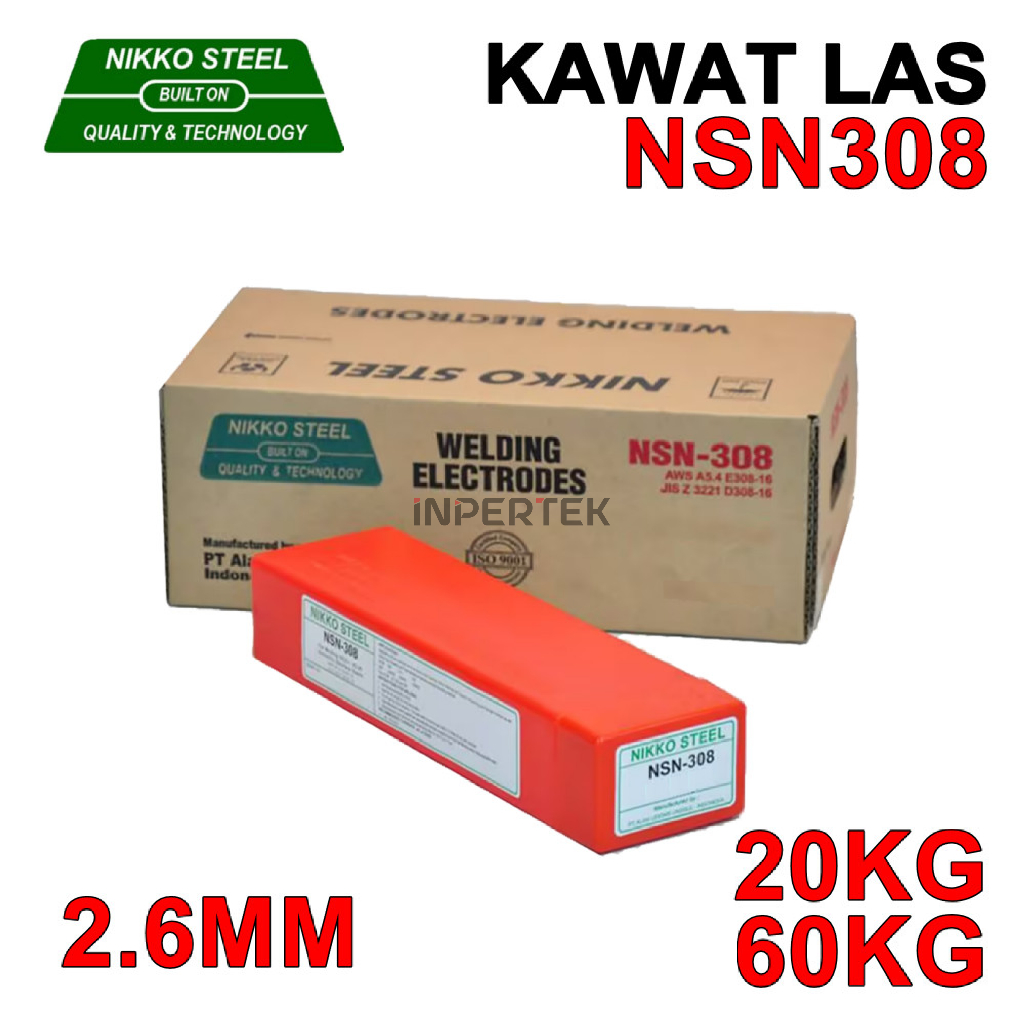 Kawat Las NSN308 2.6mm NIKKO STEEL 2.6 X 350 Elektroda NSN 308 2.6 mm Welding Listrik Stainless Kema