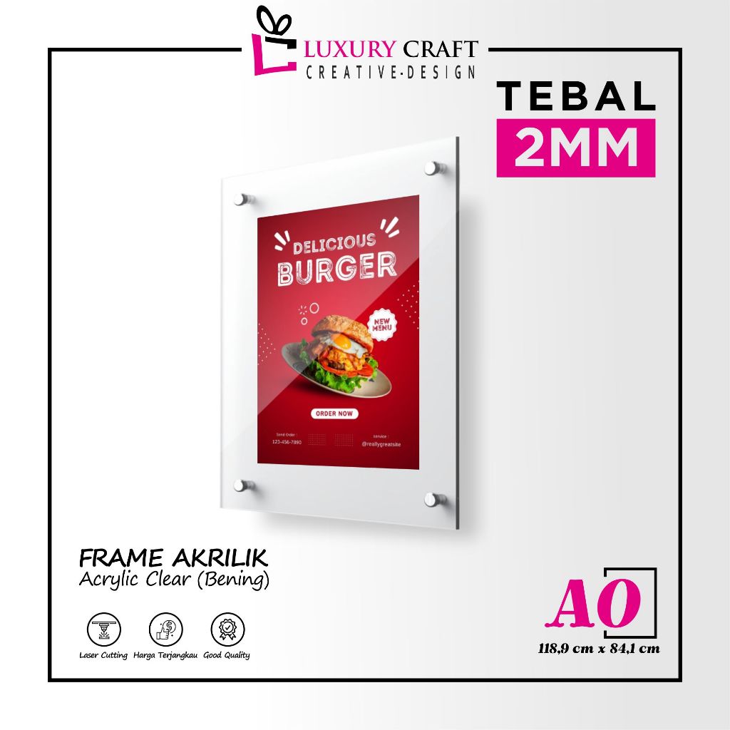 Frame Bingkai Display Poster Akrilik Menu Dinding - Ukuran A0