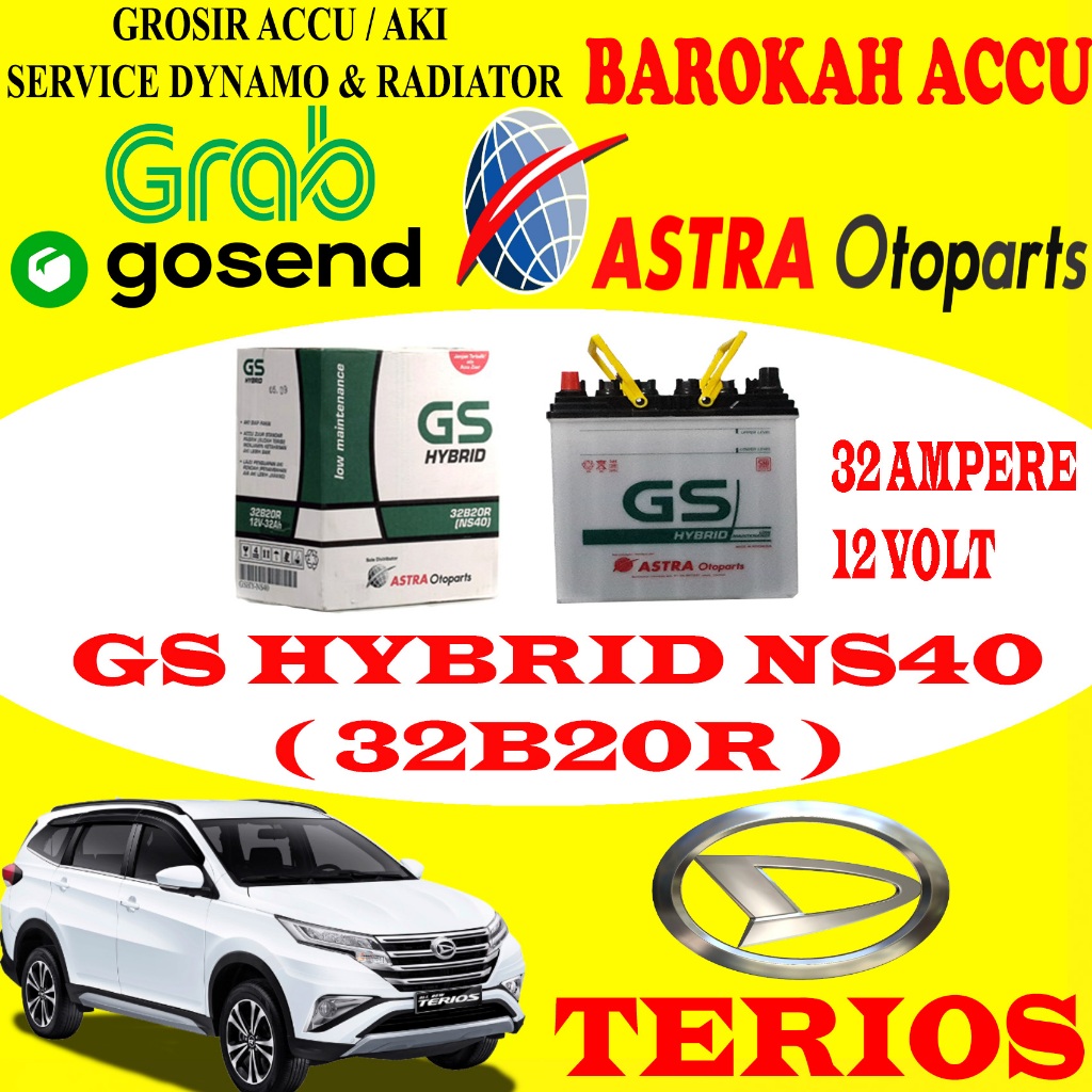 AKI MOBIL DAIHATSU TERIOS GS HYBRID NS40 / 32B20R , 32 AH ASTRA OTOPARTS