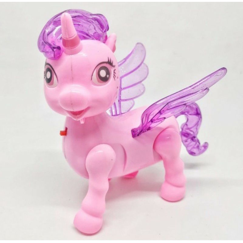 Mainan Anak Unicorn/Kuda Poni/Kuda Pony Bisa Berjalan Ada Lampu dan Suara BO55