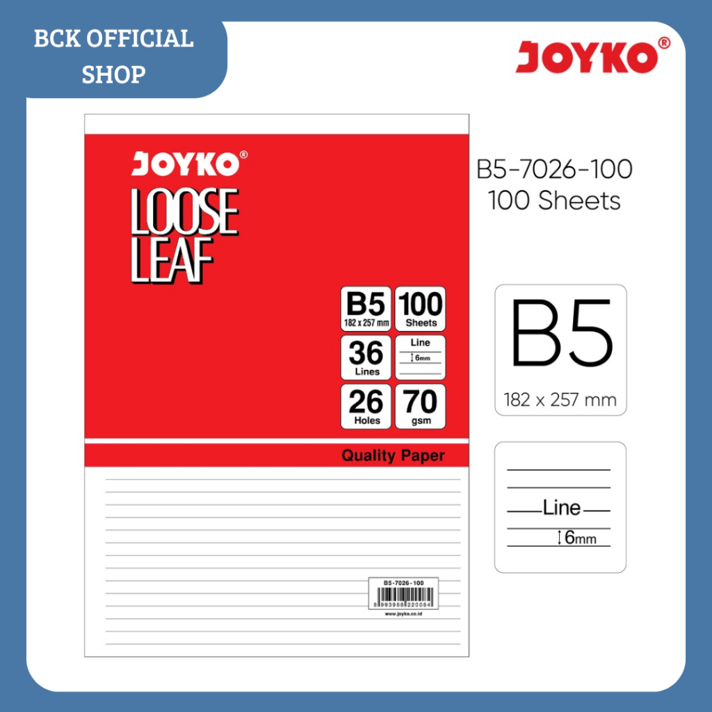 

Loose Leaf Joyko 100 Lembar B5 - 7026 -100