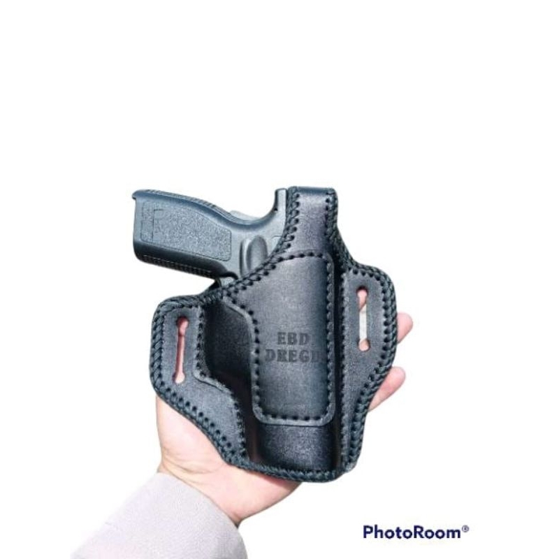 HOLSTER HS9-HS9 CUB COMPACT TNI-POLRI SARUNG SENJATA KULIT BERKUALITAS MODEL LUAR/ PINGGANG
