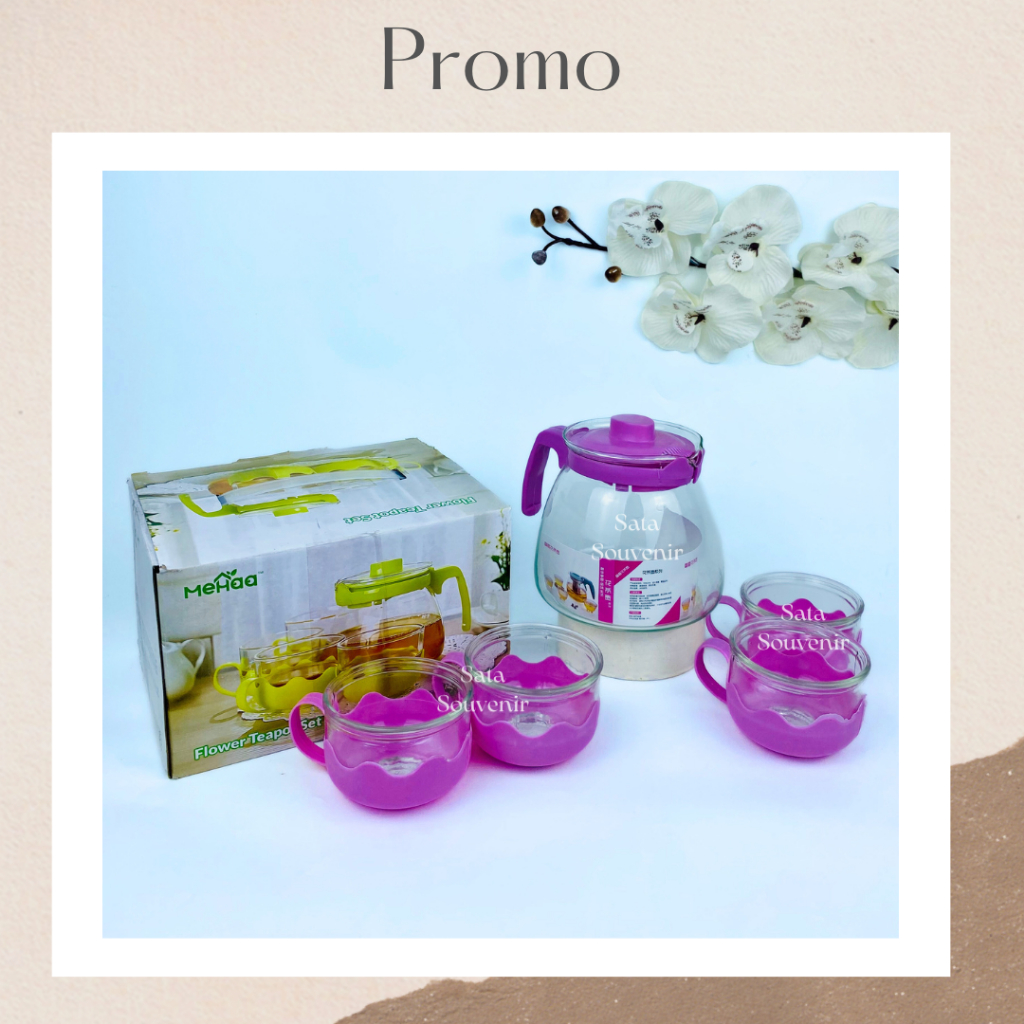 Teapot Set 5in1 Teko Set Cangkir Kaca Gelas Jug Beling Mug Cup Tea Pot / Teko Set / Teko Tea / Set 5