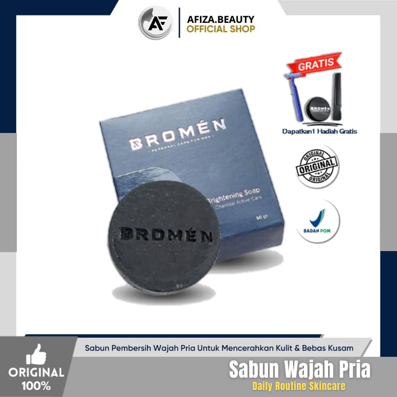 BROMEN Soap Brightening - Sabun Cuci Muka Pemutih Wajah Pria Hitam Kusam dan Berjerawat