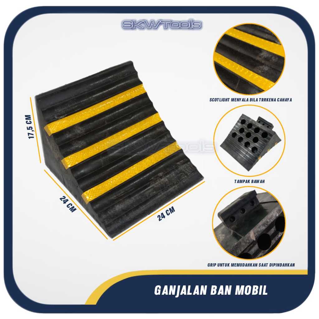 Ganjalan Ban Mobil Parkir Penahan Roda / Rubber Wheel Parking Chock / Ganjal Ban Mobil /Stoper Ban M