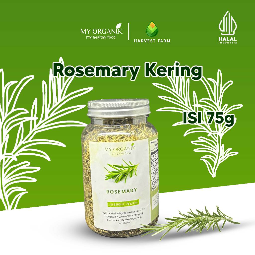 

My Organik Dried Rosemary ORGANIC Daun Garnish Pasta Rempah Kering Murni Organik 75g