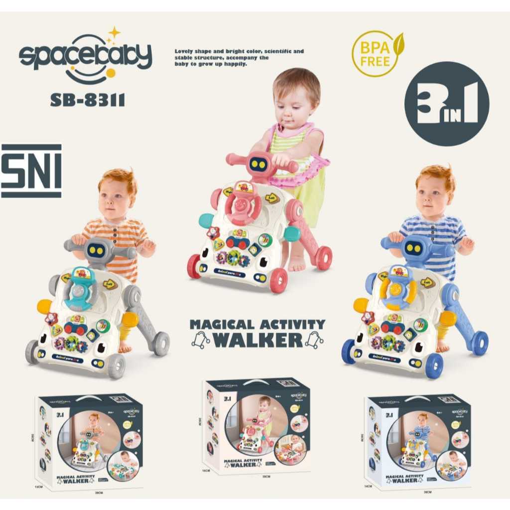 Spacebaby My Circus Push Walker 3 in 1 Mainan Dorong Bayi SB 8311