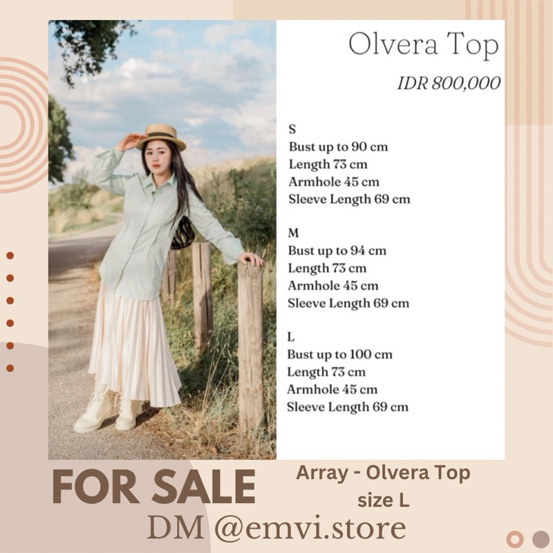 Array - Olvera top size L | Long Sleeve Shirt Green Color | Kemeja Lengan Panjang Hijau