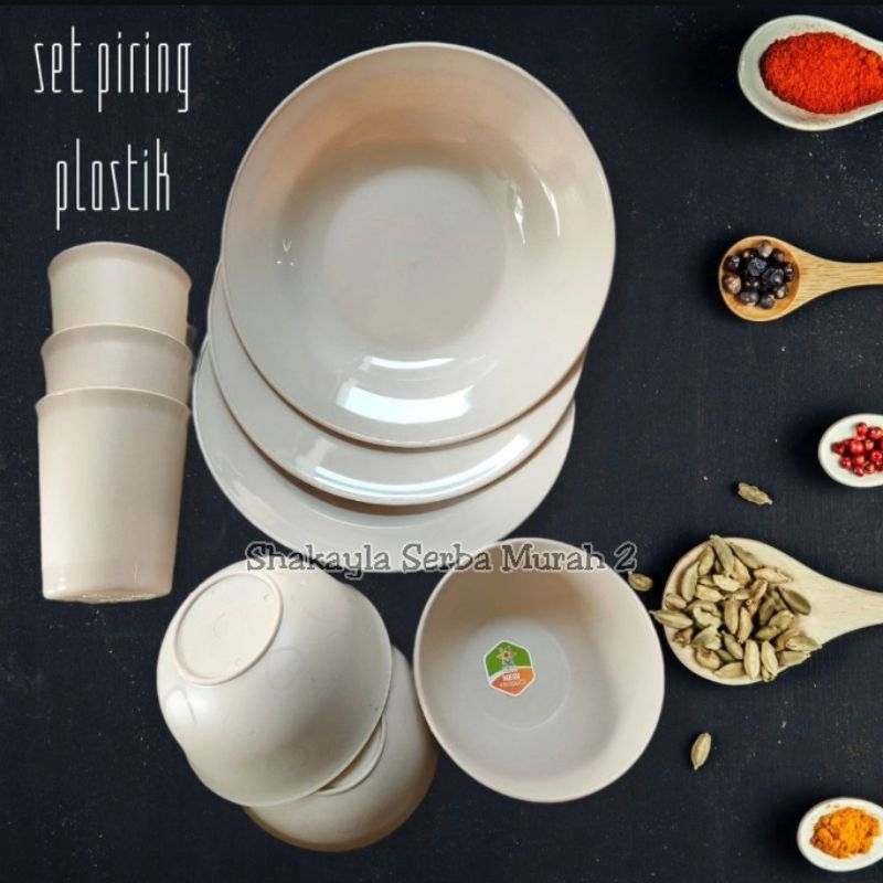 (1 SET) Piring Mangkok Gelas Set 9in1 / Paket Hemat 3 Piring 3 Mangkok & 3 Gelas / Set Piring Mangko