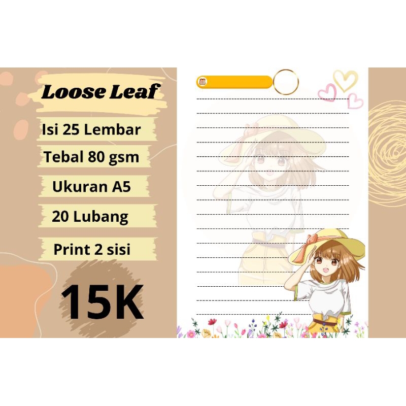 

Kertas Loose Leaf/ Kertas Binder Anine girl 1