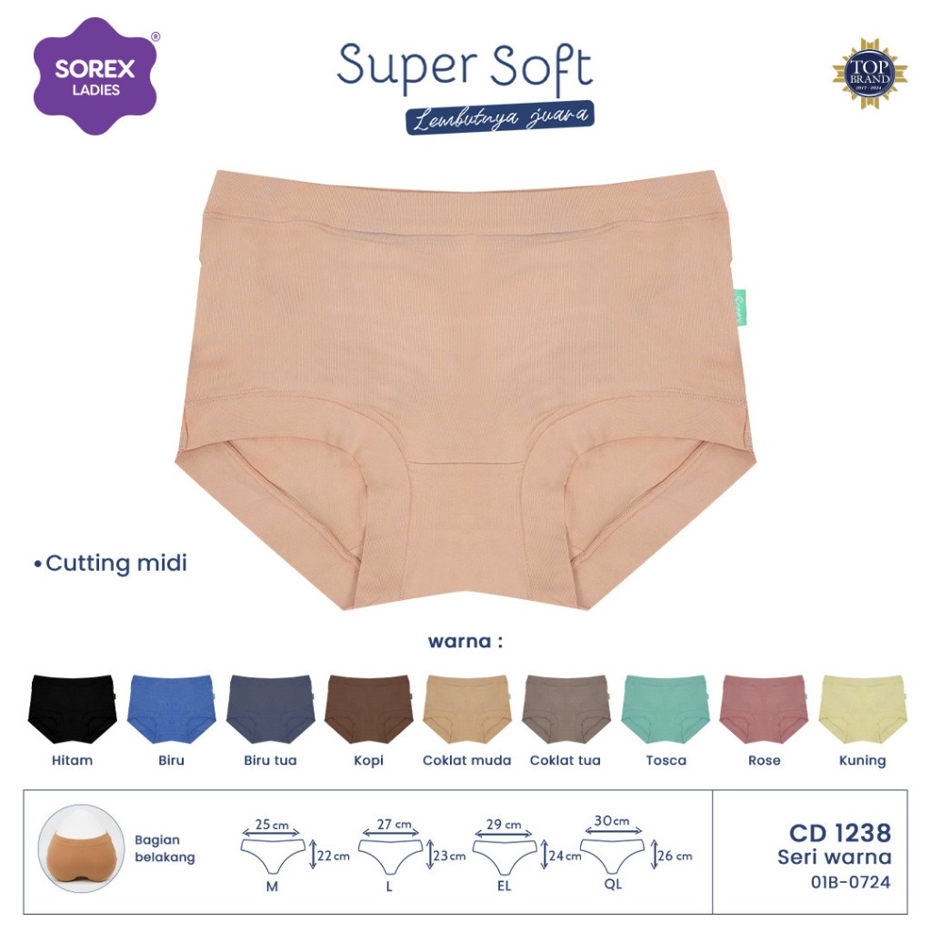 (2 & 3pcs) Cd Wanita Sorex 1238 Super Soft Karet Besar | Cd Basic |jrc