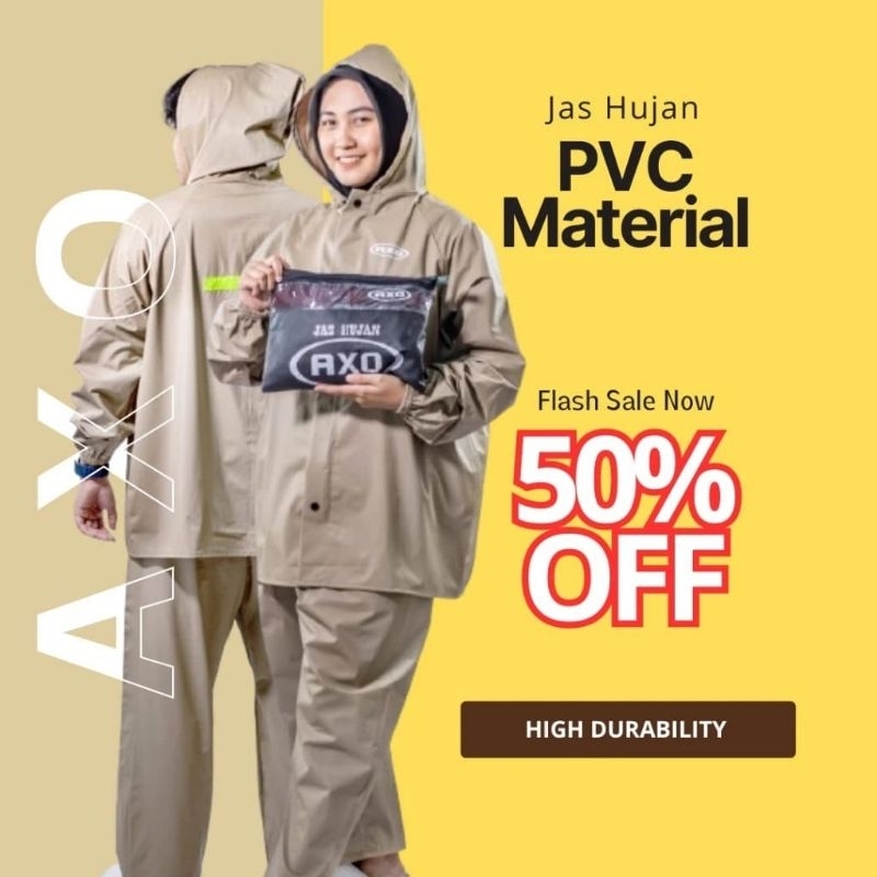 JAS HUJAN BAHAN KARET PVC ANTI REMBES ANTI BOCOR, BAJU CELANA AXO PRIA WANITA UNISEX ANTI REMBES ELA