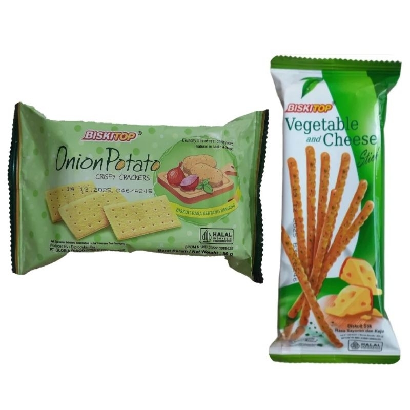 

Biskitop Onion Potato Crispy Crackers | Vegetable and Cheese Stick 50 g