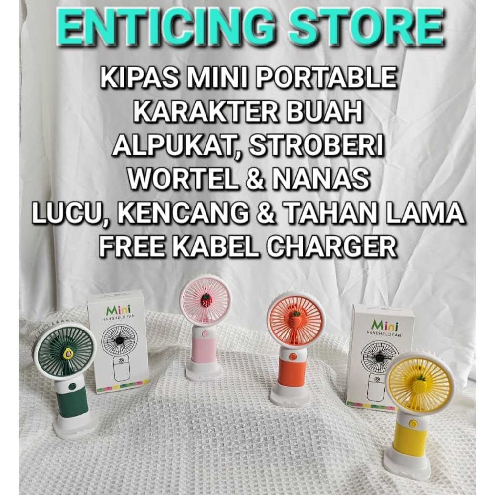 TERMURAH KIPAS ANGIN MINI PORTABLE GENGGAM MOTIF BUAH USB CAS KENCANG TAHAN LAMA PREMIUM QUALITY