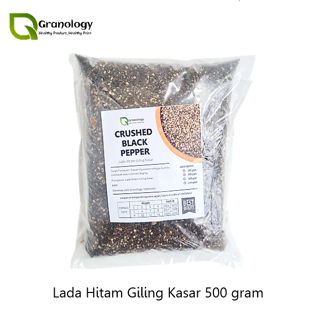 

Lada Hitam Cincang Kasar / Crushed Black Pepper (500 gram) by Granology