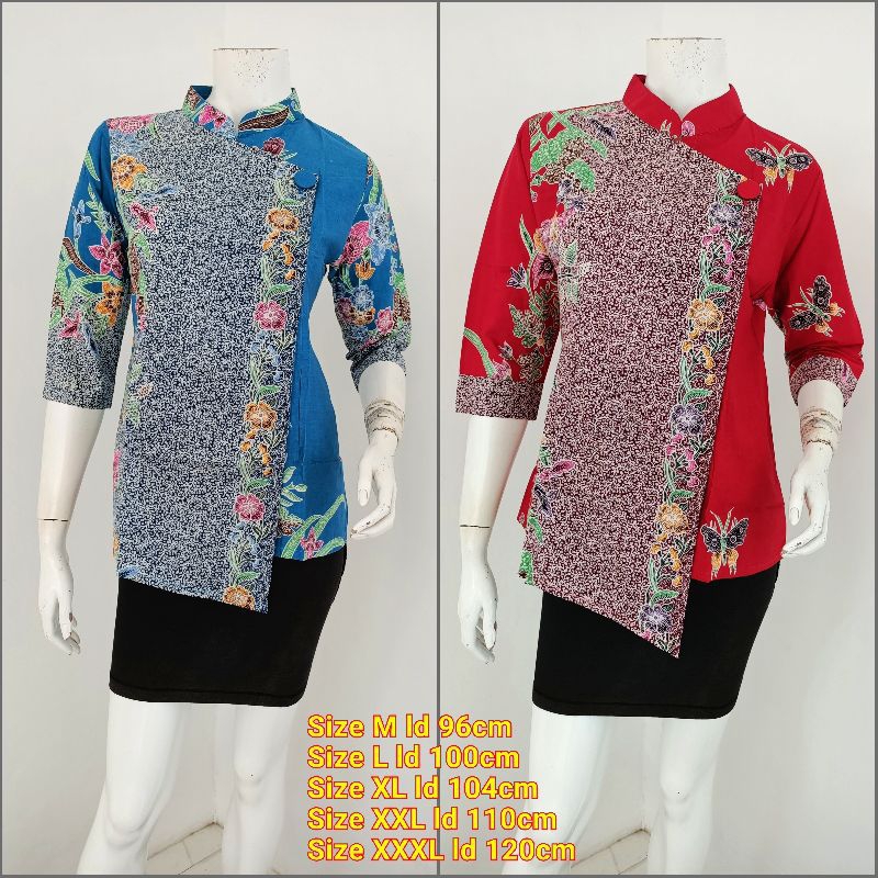 Blouse Atasan Wanita Batik Kancing Depan Blus Batik Kerja
