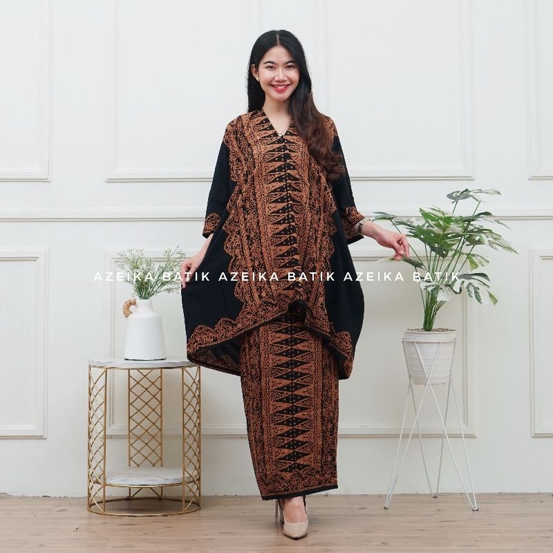 Tunik Kaftan Sabrina Set Kebaya Kondangan Kekinian Set Tunik Rok lilit Batik