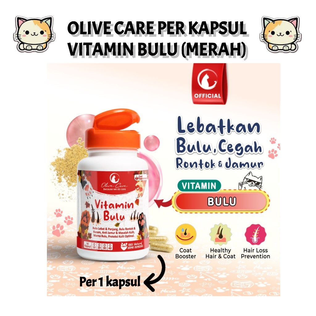 Olive Care Vitamin Kucing Bulu Lebat Panjang Jamuran Obat Bulu Rontok