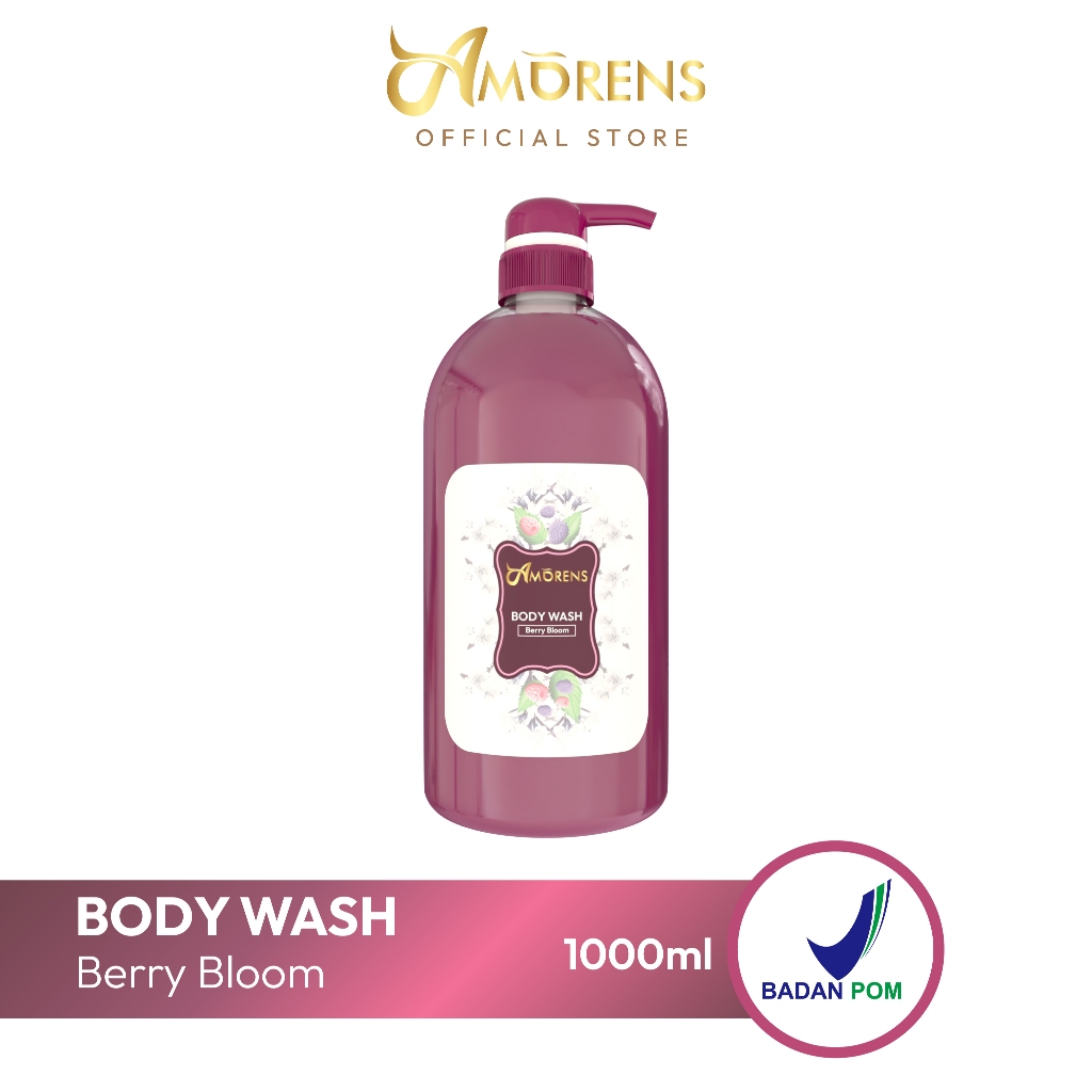 AMORENS Body Wash 1000ml / Sabun Mandi Untuk Melembabkan Kulit - Aroma Berry Bloom [1 Liter]