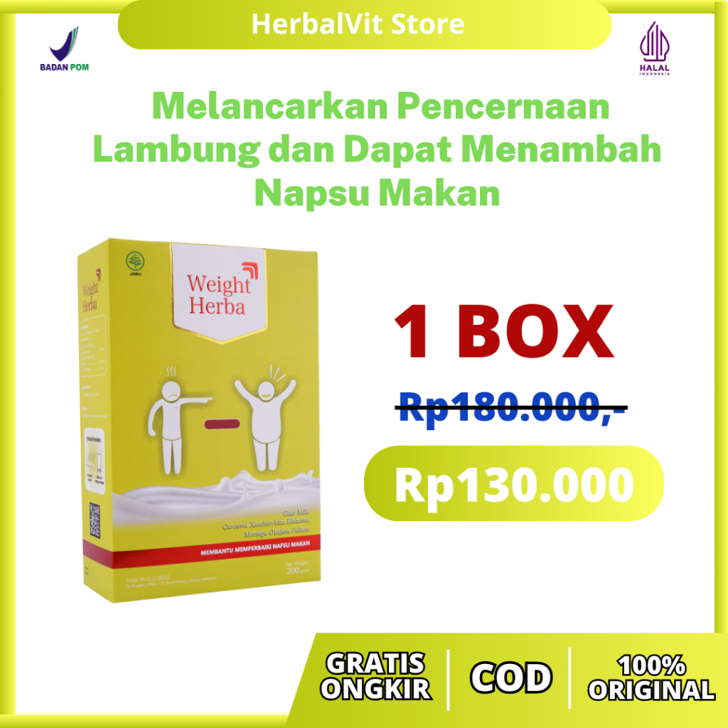 

Weight Herbal 100% Original | Melancarkan Pencernaan Lambung dan Dapat Menambah Napsu Makan