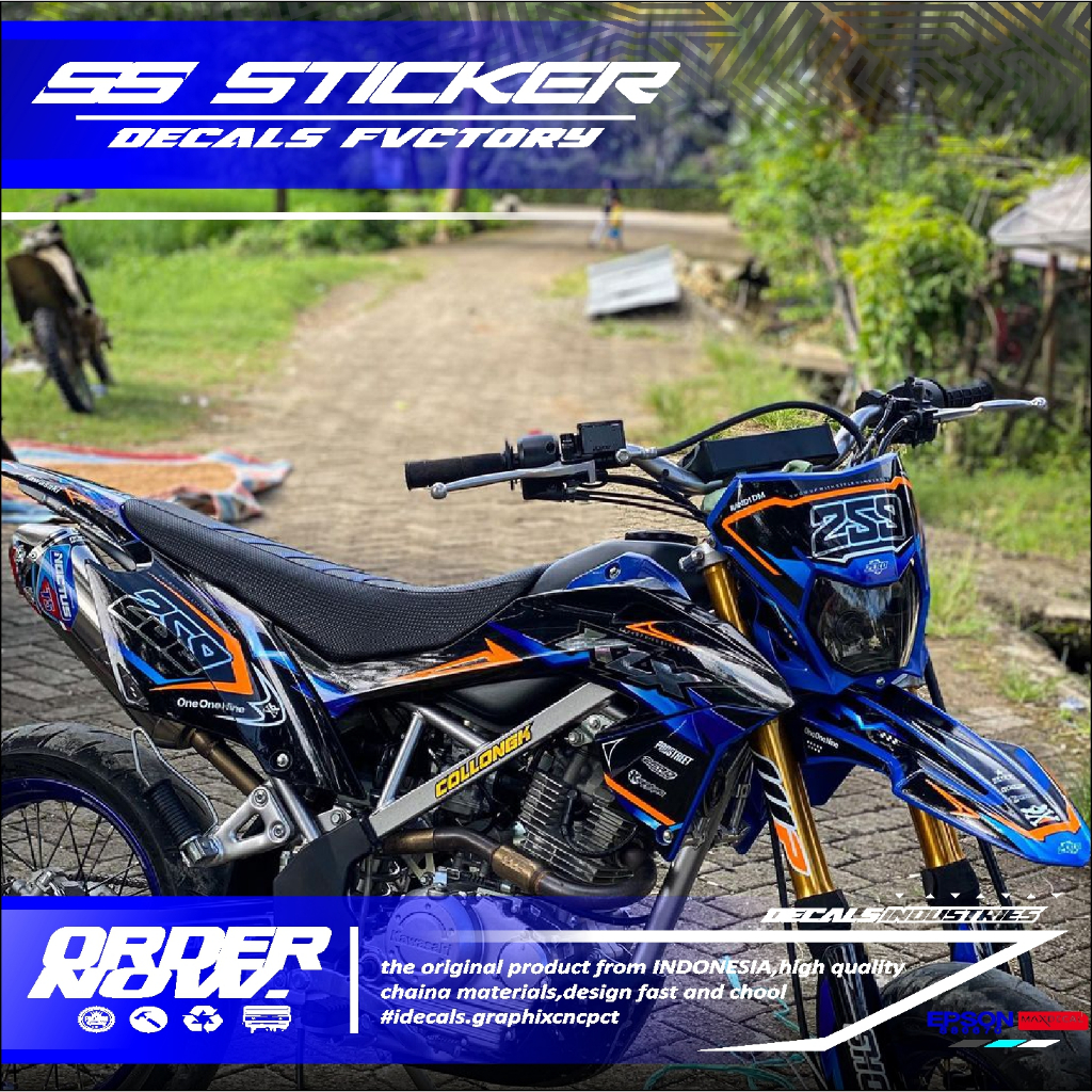 00406 STIKER SIMPEL KEREN FUL BODY KLX150BF MIX KOM BINASI ORANGE FLUO