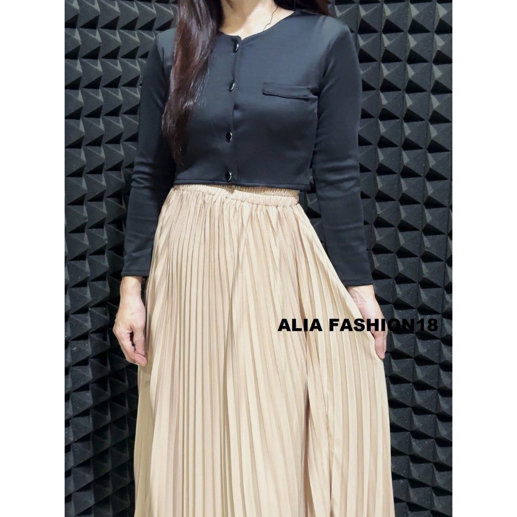 BLAZER CROPTOP WANITA HIJAU BOTOL  / BLAZER SCUBA PREMIUM / BLAZER WANITA