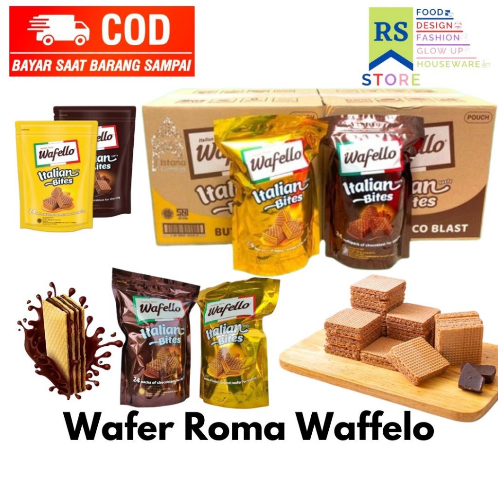 biscuit wafer roma wafello butter caramel cokelat pouch234gr / roma wafello italia kaleng 234 gr jua