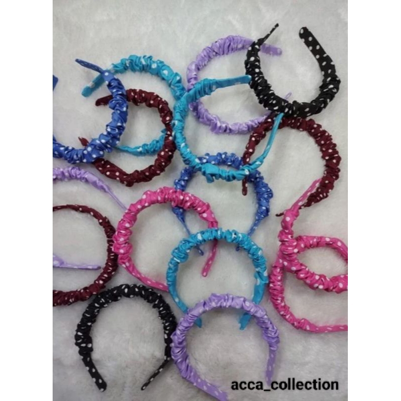 bando Scrunchie motif volkadot/ bando kerut wanita / gaya korea / anti patah