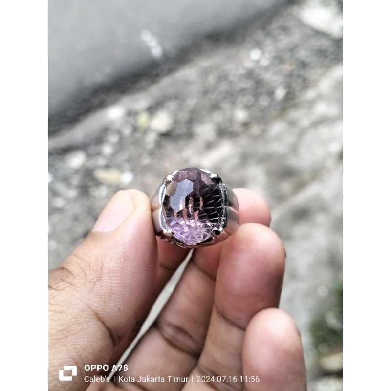 Natural Amethyst kecubung ungu monel handmade uk 17 cutting custom bungur tanjung bintang kecubung K